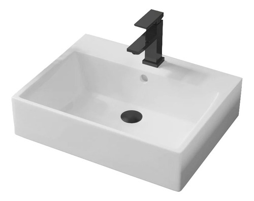 Lavabo Ovalin Baño Ceramica + Monomando Negro Y Cespol Lujo