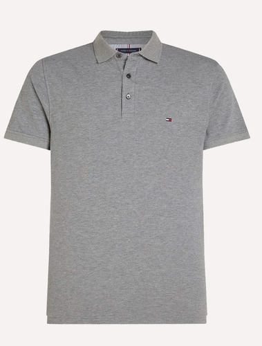 Polo Tommy Hilfiger Masculina Slim Piquet 1985 Cinza Mescla