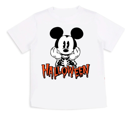 Polera Halloween Estampado Mickey 100% Algodon Niño Niña