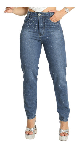 Calça Jeans Feminina Country Promoção Cintura Alta Strass