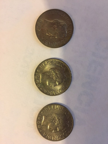 Lote De 3 Monedas De 50 Centavos Colombiano Años Diferentes