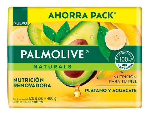 3 Pza Jabón De Tocador Palmolive Naturals Plátano Y Aguacate