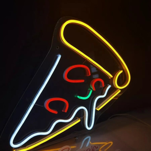 Cartel Porción De Pizza Neon Led Acrilico Transparente
