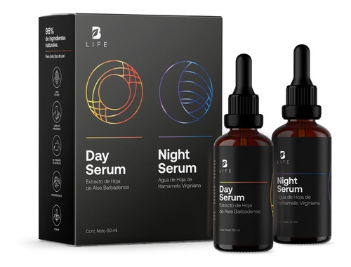 Kit Serum Día Y Noche 60ml 96% Ingredientes Naturales B Life