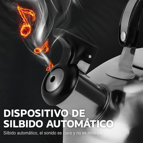Tetera Acero Inoxidable De 3 Litros Con Silbato