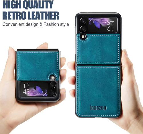 Funda Para Samsung Galaxy Z Flip 3 5g Japezop Cuero Verde