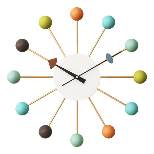 Shisedeco Reloj De Pared De Mediados De Siglo, Multicolor, D