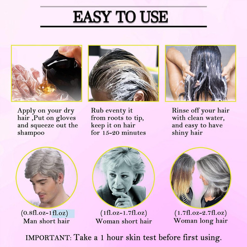 Csfdxd Shampoo De Tintura De Cabelo Preto Instantâneo 3 Em 1