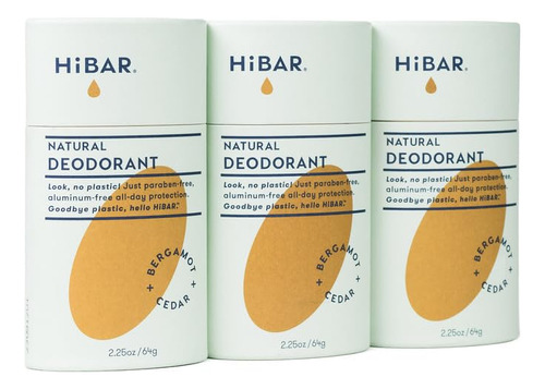 Hibar Desodorante Totalmente Natural Con Bergamota Y Cedro,