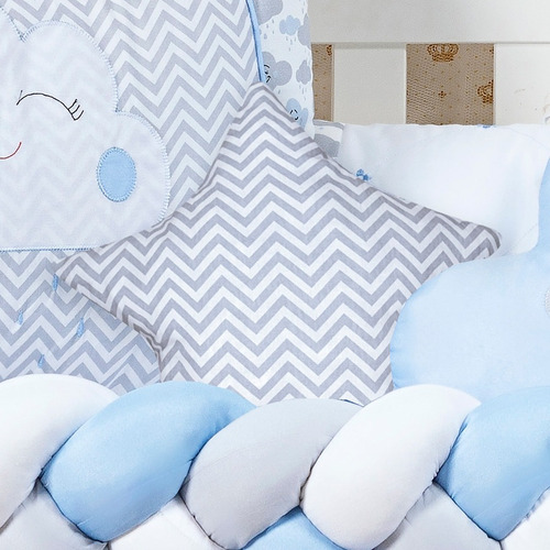 Kit Protetor Berço Trança Chuva De Amor Menina 12 Peças