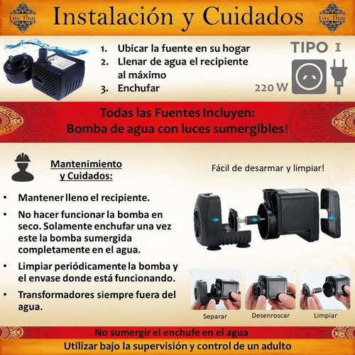 Imagen 3 de 6 de Bomba Agua Motor Para Fuente Cascada Con 1 Led Rgb 40 Cm