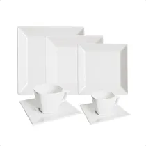 Comprar Set Vajilla Completa Cuadrada Porcelana Blanco Oxford X42 Pz