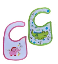 Comprar Set 2 Baberos Tricapa Impermeable Bebés Comida Tela Plástico