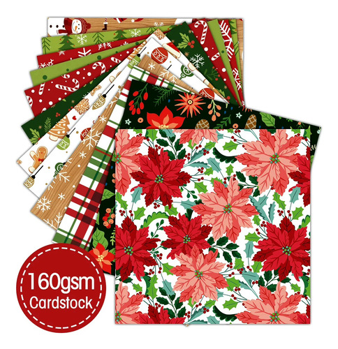 Set 12 Papeles Navidad Christmas Scrapbooking, Manualidades