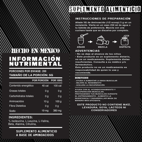 Aminoácidos En Polvo Boss 1 Kg Varios Sabores 100 Servis Naranja