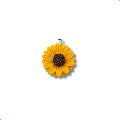 Pingente Girassol De 21mm Em Resina Kit Com 100 Unidades Cor Amarelo