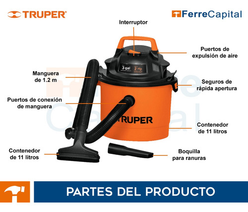Aspiradora Sólidos/líquidos + Sopladora Eléctrica, Truper