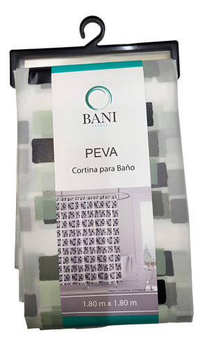 Cortina Para Baño 180x180 Cm Verde Cuadros