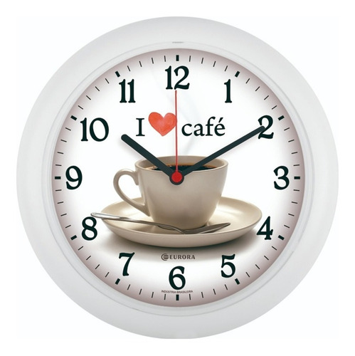 Imagem 1 de 4 de Relógio De Parede Eurora Cozinha Café Branco 6586
