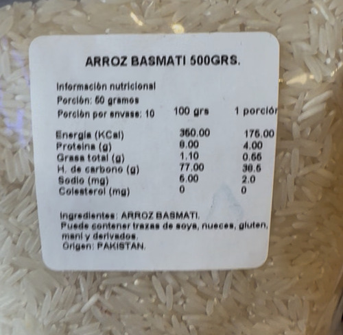 Arroz Basmati Blanco 500g Dellanatura