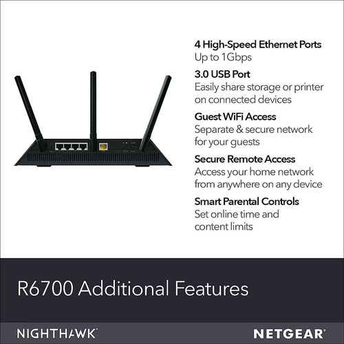 Netgear - Router Wifi Nighthawk R6700 - Ac1750: Velocidad In