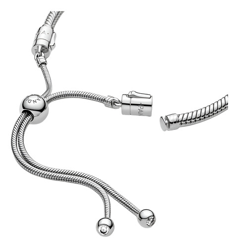 Brazalete Pandora Deslizante Ajustable Con Kit De Regalo Plateado 1 Cm 20 Cm
