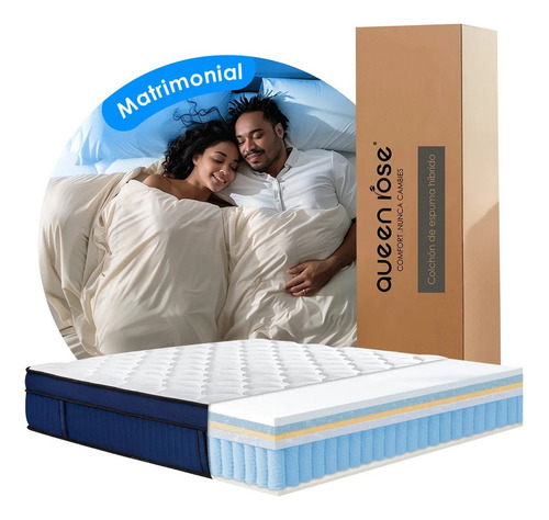Colchón Queenrose Hybrid Matrimonial Memory Foam & Resortes