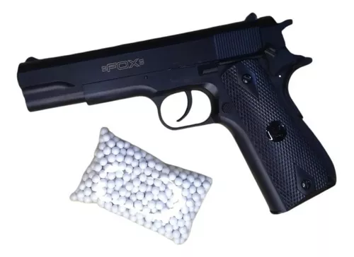 Pistola Fox Resorte Colt 1911 Fundas Balines .