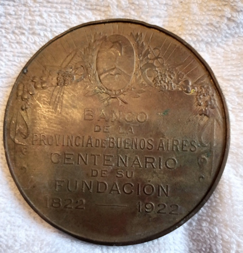 Medalla Banco Provincia Centenario 1822/1922 Conmemorativa
