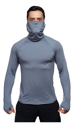 Camisa Segunda Pele Proteção Uv50 Dry Fit C/ Touca Balaclava