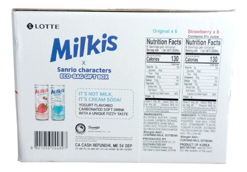 Milkis Hello Kitty Cinnamoroll 12 Refrescos Y 1 Eco Bolsa