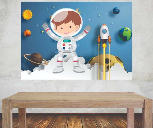 Imagem 3 de 6 de Painel Astronauta E Displays Enfeite 100x140
