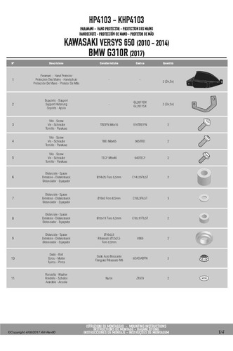 Cubre Puños Para Moto Kawasaki Versys 650 2010-17 Y 1000 Cc.