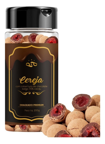 Drageado Cereja C/ Chocolate Belga 70% 200g Dragee P&p