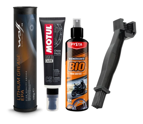 Motul C5 Cadenas + Cepillo + Desengrasante + Grasa Litio