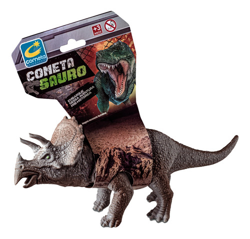 Dinossauro Triceratops 25cm De Vinil Grande Brinquedo
