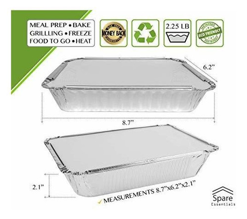 Imagen 2 de 5 de 55 Pack - 2.25 Lb Aluminio Pan / Recipientes Con Tapas / To