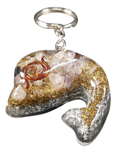 Orgonita Llavero Delfin Cuarzo Rosa Y Amatista