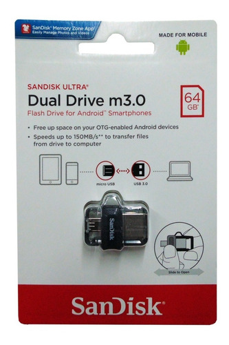 Pendrive Sandisk 64gb Ultra Dual Drive Usb 64 Gb3.0 Microusb