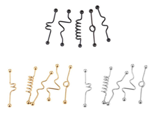 2x 5 Uds 14g Pendientes Piercings Onda Industrial Barbell