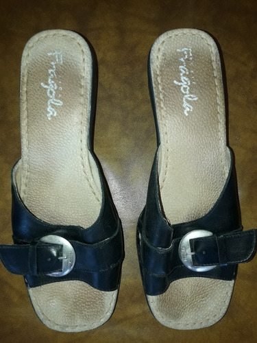 Zapato Sandalia Cuero Negro N°38 * Fragola *