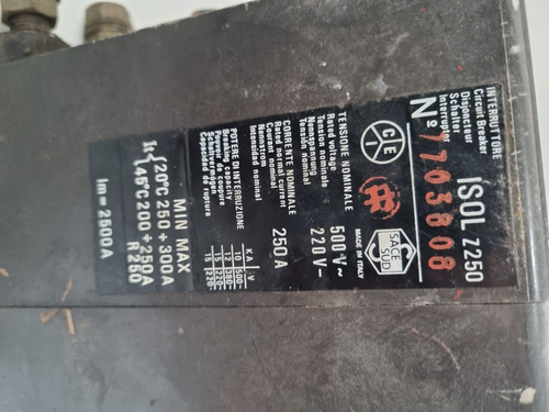 Breaker Para Barra 250 Amp 3 Polos (Usado)