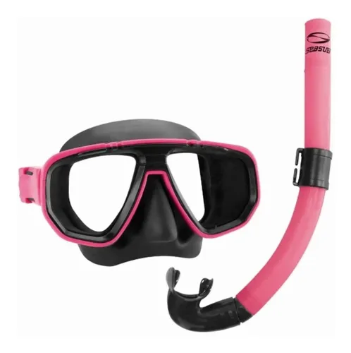 comprar Kit Mergulho Dua Mascara Respirador Snorkel Pesca Sub Seasub Cor Rosa
