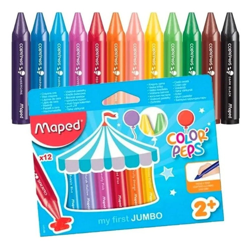 Crayones De Cera X12 Unidades Color Maped Wax Jumbo