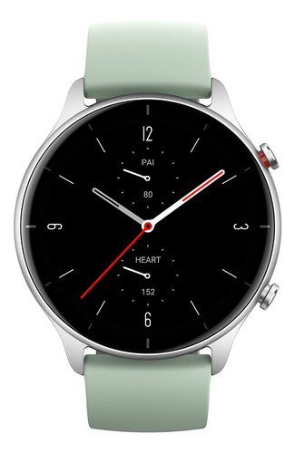 Imagen 2 de 3 de Smartwatch Amazfit Fashion GTR 2e 1.39" caja 46.5mm de aleación de aluminio plateada, malla matcha green de silicona A2023