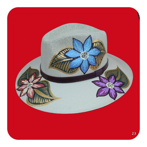 Imagen 2 de 5 de Elegante Sombrero Artesanal Pintado A Mano Varios Modelos 3