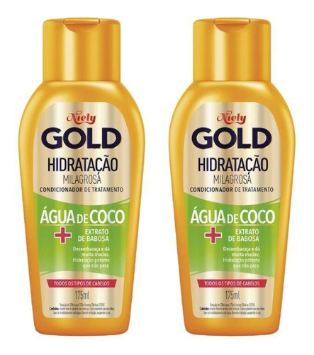 Condicionador Niely Gold 175ml Agua De Coco - Kit C/2un
