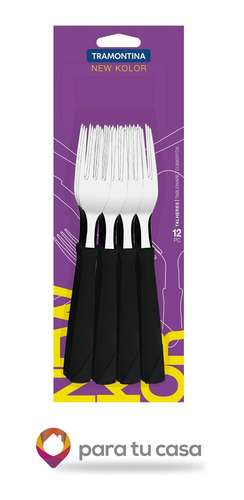 Imagen 3 de 10 de Set X 48 Tenedor Cuchillo Cuchara New Kolor Tramontina Ct