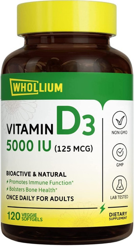 Vitamina D3 5000 Iu Whollium - Uni - Unidad A $1586