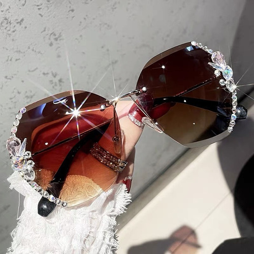 Gafas Estilo Coreano Protector Solar Diamantes Imitación